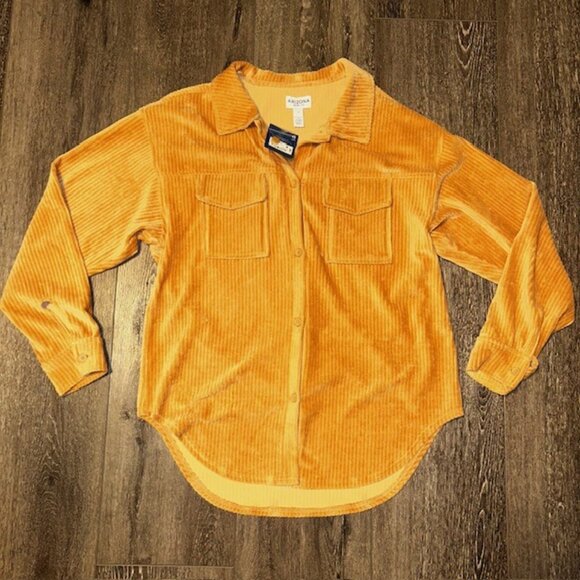 Arizona Jeans Co Women Medium Button up Khaki Shirt Jacket Pockets BRAND NEW NWT - Picture 1 of 5